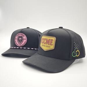 Gorras de Béisbol de 5 Paneles de PVC y Goma con Parche de Dobby Dot/Logotipo de Fruta, Personalizadas con Corte Láser, Perforadas, Impermeables, para Deportes de Alto Rendimiento y Golf - Product Image 6