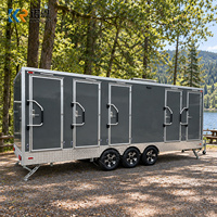 ZZKNOWN Remorque Sanitaire Portable de Luxe 6,6 m, 5 Cabines, Triple Essieu, Toilettes Mobiles avec Lavabos pour Mariages et Événements en Plein Air