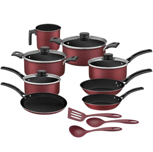 High Quality Water Transfer Printing Design <b>Induction</b> Bottom Non-stick Coating Non-stick Aluminium Cookware Set - Product Image 1