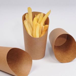Factory Direct Sale Waffle Fried Chicken French Fries Brown Black Kraft Paper Oblique <b>Cup</b> - Product Image 3