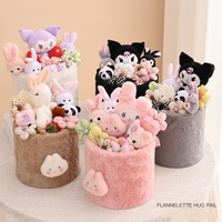 JOYWOOD Boîte à fleurs en velours pelucheux de luxe personnalisable pour la Saint-Valentin seau pour arrangement floral et emballage de cadeaux
