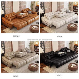 Sofá eléctrico de cuero para cine en casa de estilo italiano, sala de estar minimalista moderna, lujo multifuncional inteligente para su hogar - Product Image 2