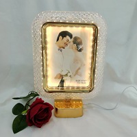 Disesuaikan hadiah Hari Valentine cinta pernikahan berkilau pencahayaan hadiah bingkai foto dengan lampu Led untuk pernikahan dan dekorasi rumah