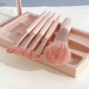 Juego de Brochas de Maquillaje Veganas de Marca Privada 2023, Libres de Crueldad Animal, Color Rosa, Fibras Sintéticas de Alta Calidad con Mango de Madera, 5 Piezas, Logotipo OEM - Product Image 3