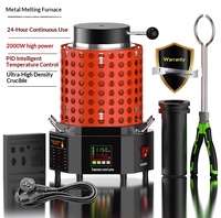 Petit four de fusion haute température 1150 pour or, argent, cuivre, aluminium, avec creuset en graphite, fréquence moyenne, puissance 2000W, PID