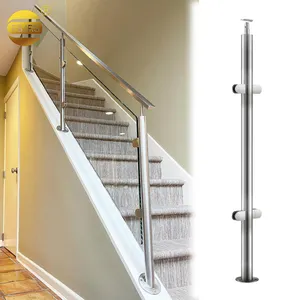 Stainless Steel Handrail Design For Stairs Glass Clamp Railing Indoor Balustrades Handrails For Porch Steps