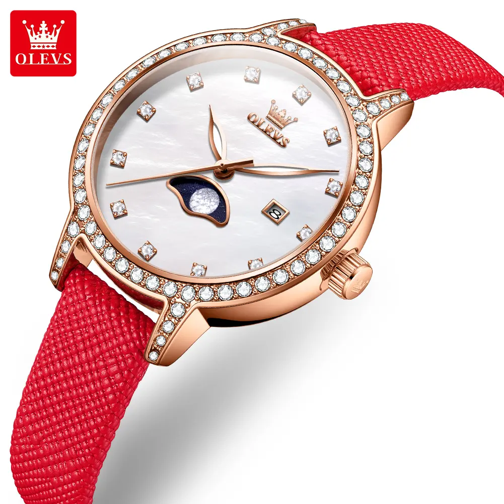 OLEVS 5597 वॉचबैंड महिलाओं की कलाई चमड़े की खेल घड़ियाँ महिलाओं के लिए नवीनतम लोकप्रिय महिला कंगन घड़ी