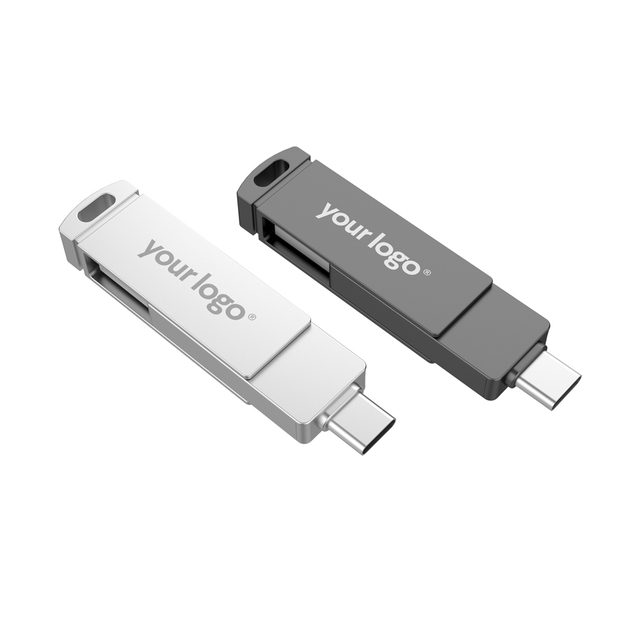 Metal Swivel Usb Flash Drive Usb c Pendrive 8gb 16gb 32gb 64gb 128gb Custom Twister Flash Disk 2 in 1 Otg Pen Drive