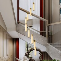Lustre moderne minimaliste en marbre d'albâtre, long, pour salon, escalier, villa, duplex, plafond haut