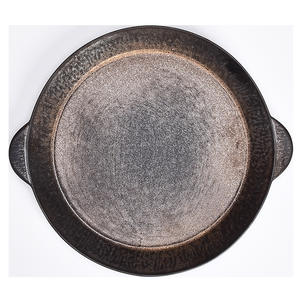Assiette en céramique japonaise à double oreille Assiettes rétro en poterie brute Plats <span class=keywords><strong>de</strong></span> dîner faits à la main Isolation thermique Vaisselle grande taille - Product Image 6