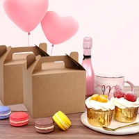 Anniversaire Cupcake Donut Biscuit macarons nourriture dessert Portable marron matériau naturel carton gros pliant boîtes dures