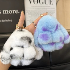 10cm <span class=keywords><strong>Mini</strong></span> Rex Thỏ lông thú nhồi bông Keychain dễ thương Bunny thỏ Keychain Kawaii Bow Ribbon sang trọng Móc khóa đồ chơi cho phụ nữ túi quyến rũ - Product Image 3