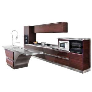 Modern Minimalist High-End Eco-Friendly Gloss Lacquer Kitchen Cabinet Glass Stainless Steel Melamine Board Granite Countertop - Product Image 5