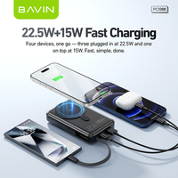 BAVIN PC1088 10000mah 22.5W Banque d'alimentation à charge rapide sans fil avec support pliable et câble de type C