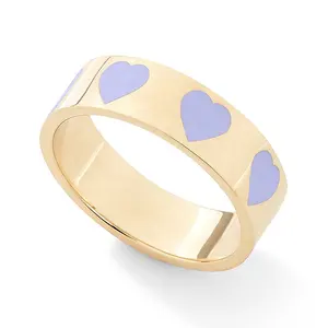 14k gold jewelry women colorful heart-shaped enamel ring