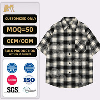 Chemise à carreaux personnalisée pour homme, chemise à carreaux ornée de strass, chemise décontractée surdimensionnée de style streetwear, chemise boutonnée, polo