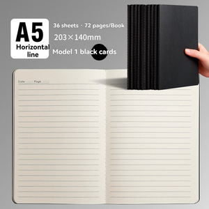学生のためのA5ブランクの並んだクラフト/黒いペーパー縫製ジャーナルノート - Product Image 4