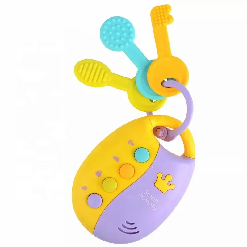 スマートカーキーリモートおもちゃ幼児用ライトキーとサウンドキー赤ちゃん用おもちゃティーザーシリコン付き