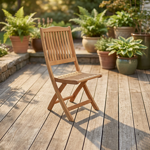 Modern Outdoor Solid Teak <b>Foldable</b> Waterproof Dining Chair with Adjustable Features for Home Bar Apartment Villa Park Use - Product Image 3