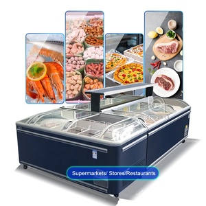 Congélateur commercial combiné en îlot, réfrigérateur à crème glacée, vitrine en îlot avec porte vitrée pour supermarché - Product Image 3