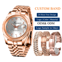 Montres mécaniques en acier inoxydable avec mouvement NH35, personnalisables en gros, résistantes à l'eau, cadran à aiguilles pour hommes