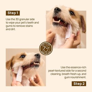 ผ้าเช็ดทำความสะอาดฟันสัตว์เลี้ยง HICC PET Pet Dental Pro Series ขนาด 3.2 x 1.7 นิ้ว สำหรับทำความสะอาดอย่างล้ำลึกสำหรับสุนัขและแมว รสเนยถั่ว - Product Image 6