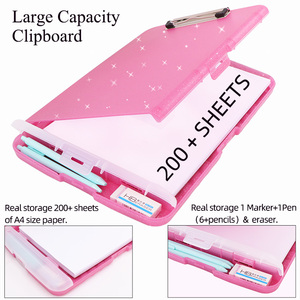 Sunshing điều dưỡng nhựa <span class=keywords><strong>clipboard</strong></span> với lưu trữ thi tài liệu nộp hồ sơ lưu trữ Trường hợp vật tư văn phòng A4 clipboards tập tin thư mục hộp - Product Image 3