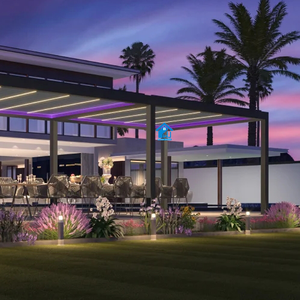 Pérgola Retráctil de Lujo con Revestimiento en Polvo WPC Sweet Home <span class=keywords><strong>Mia</strong></span>, Ecológica, Soportes para Pantalla, Fácil de Montar, Impermeable - Product Image 5