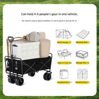 Chariot de courses pliable en métal avec roues tout-terrain, chariot compact portable pour le camping, le pique-nique, la pêche