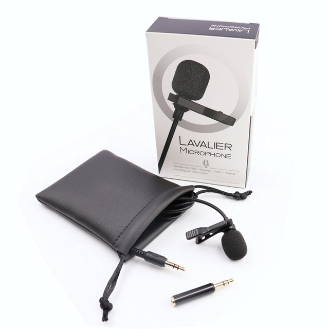 Professional Noise Reduction Condenser Lapel Microphone 3.5mm Lavalier Lapel Clip  Mic  Recording Interview  Microphone