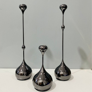 Modern Art Unique <b>Silver</b>/Gold/Black Metal Long <b>Candlestick</b> Holders Handmade Wedding & Christmas Home Decoration Candleholder Set - Product Image 5