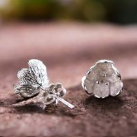 Lotus Fun Sterling Silber 18 Karat vergoldet hand gefertigt Vintage Silber 3D Blumen Ohr stecker Goldschmuck Edler Schmuck für Frauen