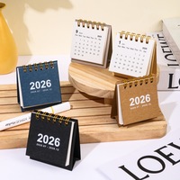 Kalender Meja Mini Retro 2026 Jam Kertas Hiasan Meja Portabel untuk Pelajar Buku Catatan Spiral Perencana Logo Kustom Alat Tulis