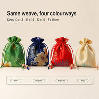 Pochette à bijoux en brocart chinois avec cordon de serrage, double couche, couleur unie, sac de rangement sécurisé pour cadeaux, 16 tailles et couleurs