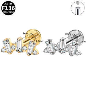 <b>Titanium</b> Plated Flower <b>Stud</b> Earrings F136 Internal Thread Zircon Ear Cartilage Jewelry Unisex Party Fashion Piercing - Product Image 5