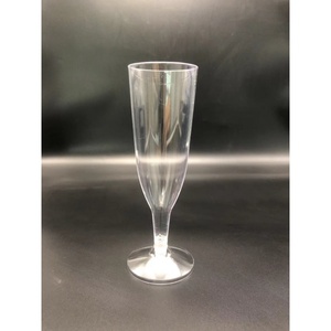 Premium Transparent 140ml GPPS Elegant Disposable Champagne Flute with Tall Stem for Wedding Party Celebration - Product Image 1
