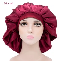 Gorro de satén para mujer de talla extra grande con logotipo personalizado y banda elástica, gorro de dormir ajustable, gorro de ducha con sensación de seda, bufanda para el pelo