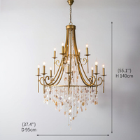 Lustre en cristal et métal de style villa vintage française de luxe, vente en gros, production OEM, directement de l'usine, lustre de Cebu