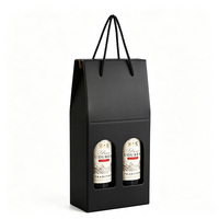 Boîte cadeau portable haut de gamme en carton recyclable avec logo personnalisé, estampage à chaud, gaufrage et lamination, pour deux bouteilles de vin rouge