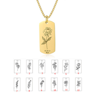 Collier personnalisé à faire soi-même en acier inoxydable collier d'<span class=keywords><strong>astrologie</strong></span> du zodiaque fleur de <span class=keywords><strong>naissance</strong></span> pour les femmes - Product Image 2