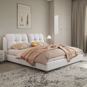 Tempat tidur ganda kulit minimalis, atmosfer kelas atas dengan teknologi tas lembut untuk kamar tidur utama - Product Image 2