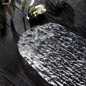 48*19cm 19 pouces motif d'écorce décoratif Transparent surdimensionné grand plateau de <span class=keywords><strong>plat</strong></span> en verre carré géant - Product Image 5