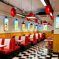 Meubles de restaurant américains sur mesure, ensemble de banquettes rétro pour restaurant, structure en bois massif, mobilier de restaurant commercial