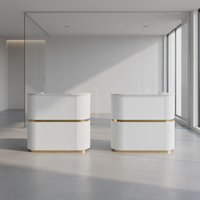 Nouveau comptoir de réception en bois moderne personnalisé, best-seller, pour immeuble de bureaux, petit comptoir de réception circulaire