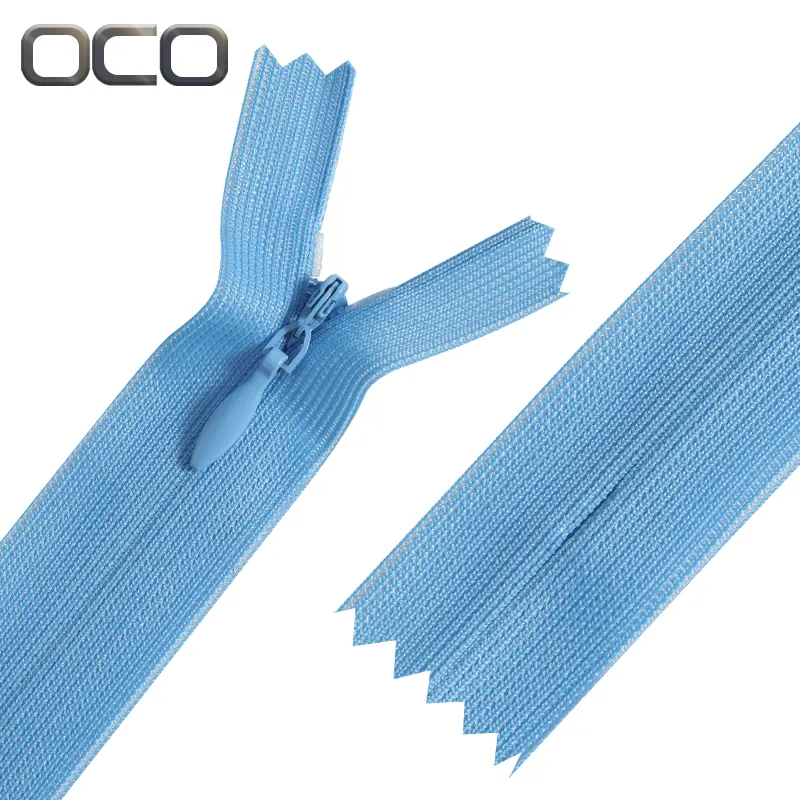 Oco Groothandel Fabriek Kleurrijke Omkeerbare Onzichtbare Rits Verborgen Tanden 3 # Nylon Rits Voor Kleding