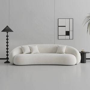 Divano Curvo Modulare da 3 Posti Zayshine Nordico Moderno di Lusso Bianco in Sherpa Velluto per Soggiorno, Set per Negozi di Abbigliamento e Appartamenti - Product Image 4