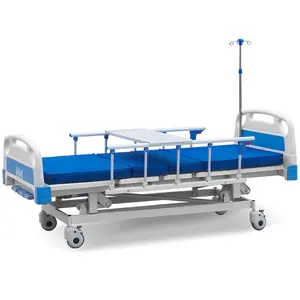 B01-III-10 Stainless Steel 3 Cranks Multifunction Adjustable Medical Foldable Manual ICU Hospital Bed Manufacture Cheap Price