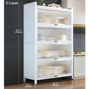 5-Layer Đa Năng Kim Loại Thép Kệ Nhà Bếp Nhà Lưu Trữ Tủ <span class=keywords><strong>Rack</strong></span> Cho Món Ăn Và Bát Hộ Gia Đình Tủ Tủ - Product Image 2