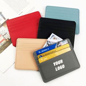 Porte-cartes en cuir PU ultra fin personnalisé, vente en gros, cadeaux promotionnels sur mesure - Product Image 1