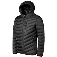 Veste d'hiver décontractée pour homme en nylon et polyester avec fermeture éclair, capuche amovible, légère, multi-poches, grande taille